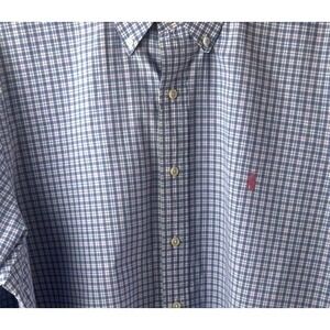 Ralph Lauren Men's Blue Pink Check Long Sleeve Gingham Oxford Pink Pony XXL Read